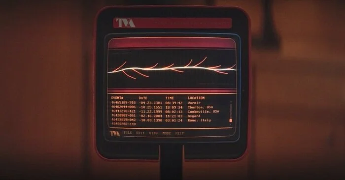 Retro monitor showing a branching line graph
